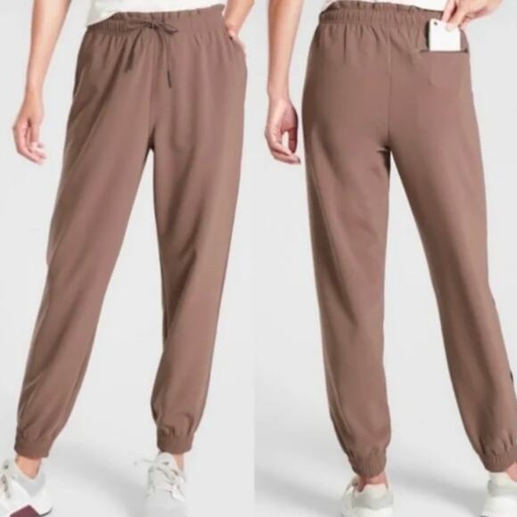 ATHLETA |  Metropolis Jogger Mineral Brown Piped Drawstring Waist | Size 16 - Picture 1 of 7